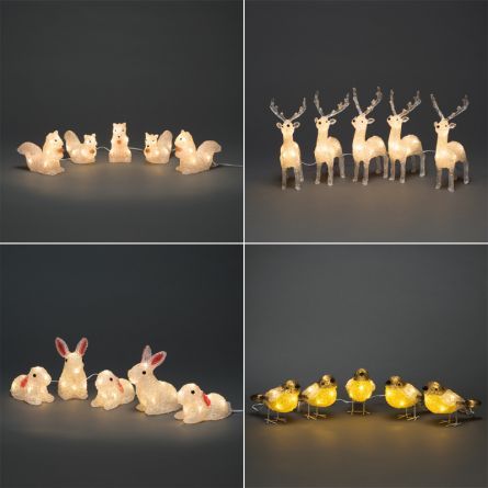 Animaux en acrylique LED, set de 5 pandas
