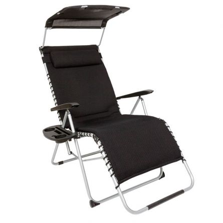Relax Chair mit Sonnendach und Polsterung schwarz